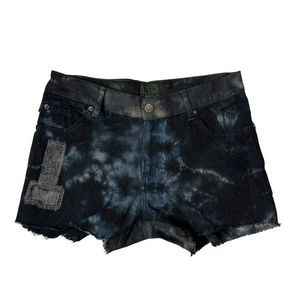 Tripp NYC Tuff Tie Dye Camo Split Distressed Short 7 28